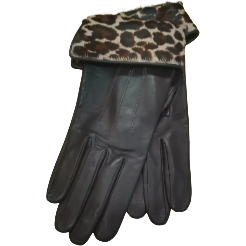 Noir à revers panthère/F